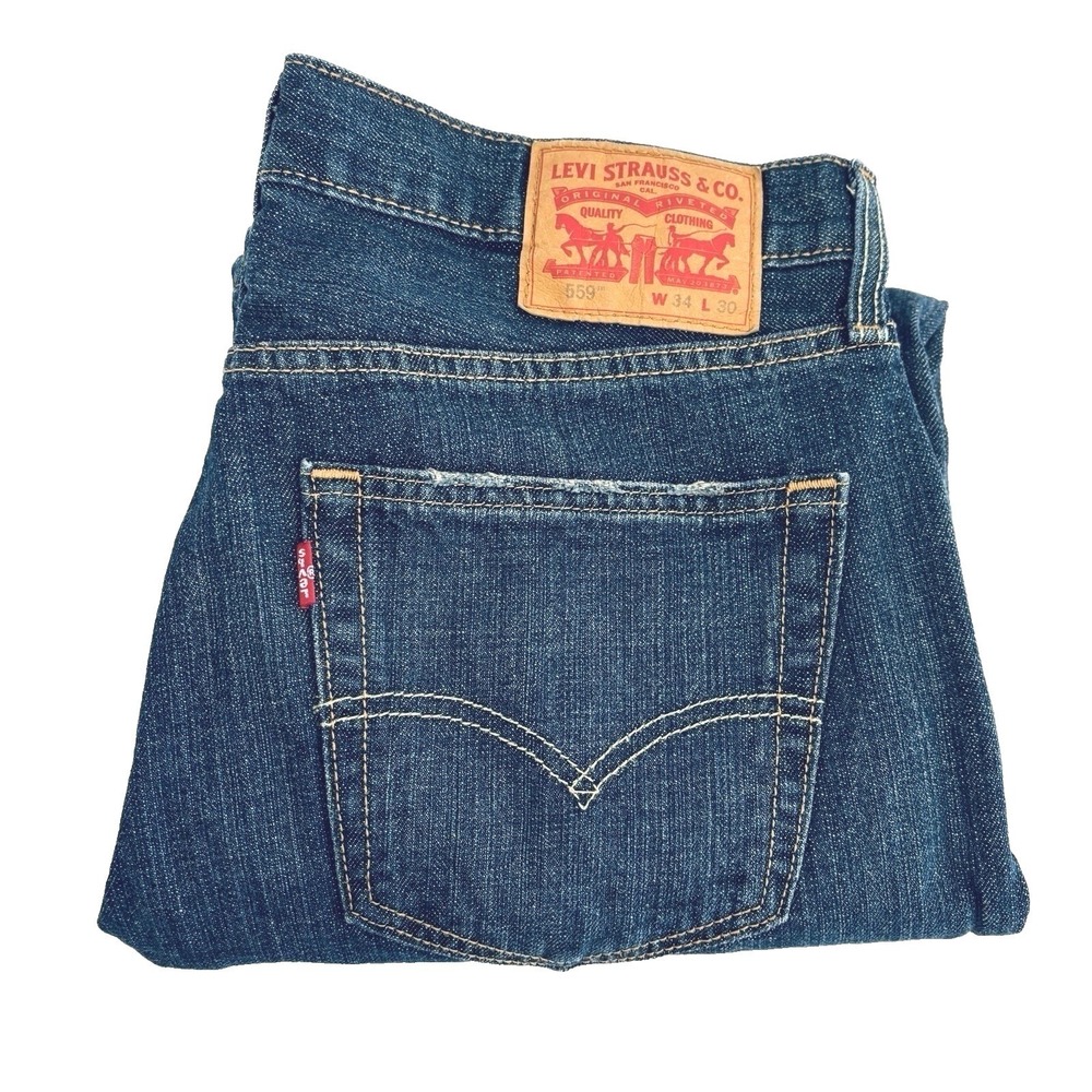 Levis 559 Relaxed Straight Leg Blue Jeans Mens M 34x28 More Room in Seat Thighs